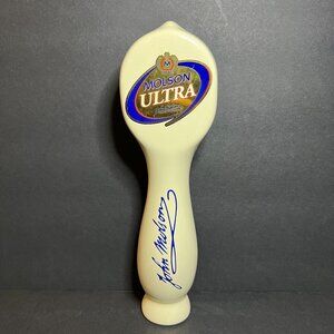 Vintage John Molson Ultra Ceramic Beer Tap Handle Knob Bartending Barware 9.75"